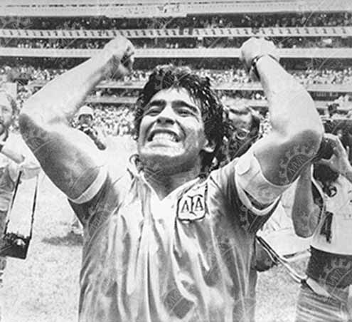 Diego Maradona - retrato celebrando
